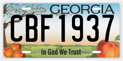 GA license plate CBF1937