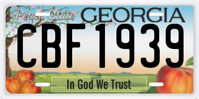 GA license plate CBF1939