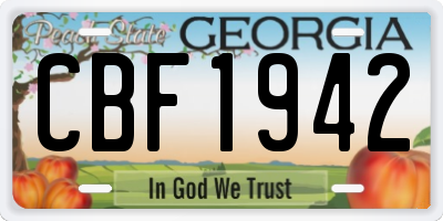 GA license plate CBF1942