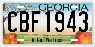 GA license plate CBF1943