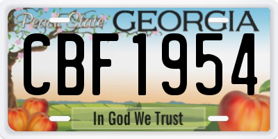GA license plate CBF1954