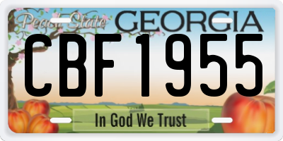 GA license plate CBF1955