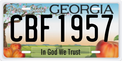 GA license plate CBF1957
