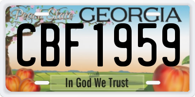 GA license plate CBF1959