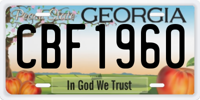 GA license plate CBF1960