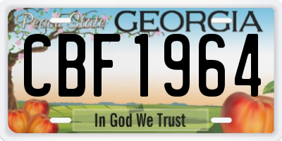 GA license plate CBF1964
