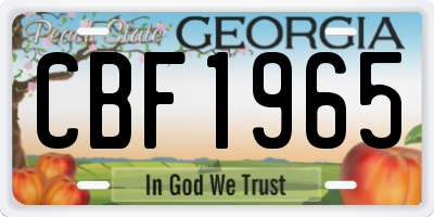 GA license plate CBF1965
