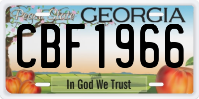 GA license plate CBF1966