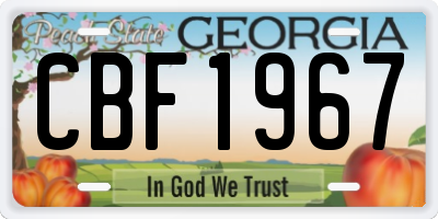 GA license plate CBF1967
