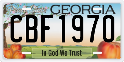 GA license plate CBF1970