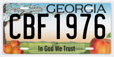 GA license plate CBF1976