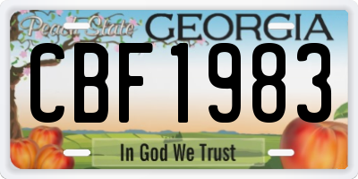GA license plate CBF1983