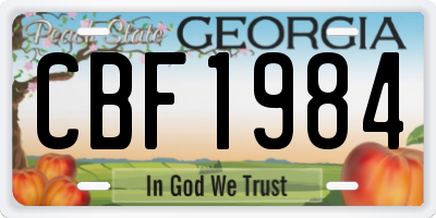 GA license plate CBF1984
