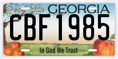 GA license plate CBF1985