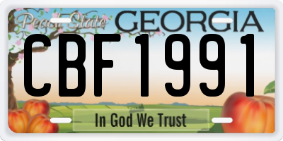 GA license plate CBF1991