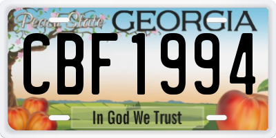 GA license plate CBF1994