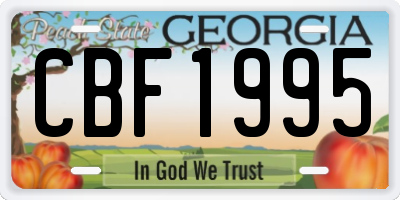 GA license plate CBF1995