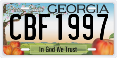 GA license plate CBF1997