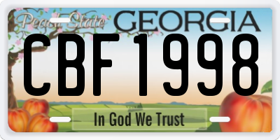 GA license plate CBF1998