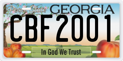 GA license plate CBF2001