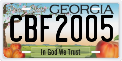GA license plate CBF2005