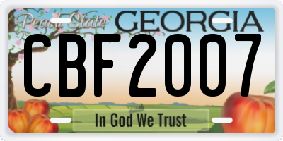 GA license plate CBF2007