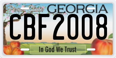 GA license plate CBF2008