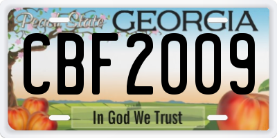 GA license plate CBF2009