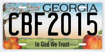GA license plate CBF2015