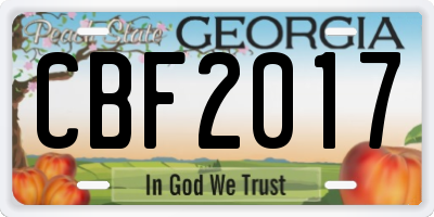 GA license plate CBF2017