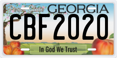 GA license plate CBF2020