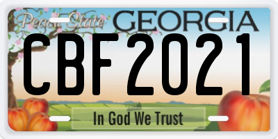 GA license plate CBF2021