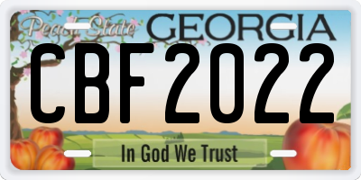 GA license plate CBF2022