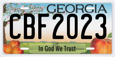 GA license plate CBF2023