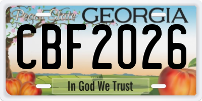 GA license plate CBF2026