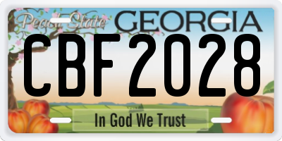 GA license plate CBF2028