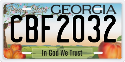 GA license plate CBF2032