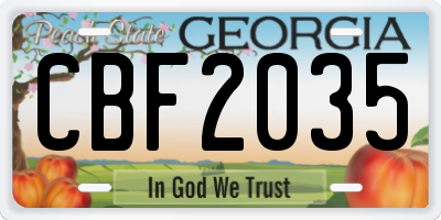 GA license plate CBF2035