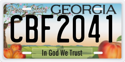 GA license plate CBF2041
