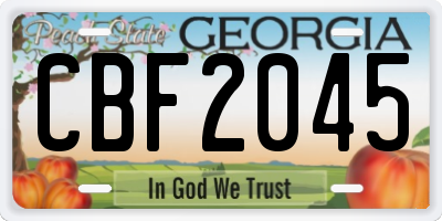 GA license plate CBF2045