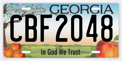 GA license plate CBF2048