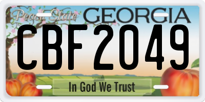 GA license plate CBF2049