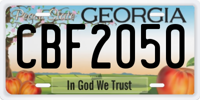 GA license plate CBF2050