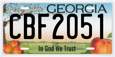 GA license plate CBF2051