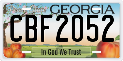 GA license plate CBF2052