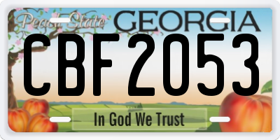 GA license plate CBF2053