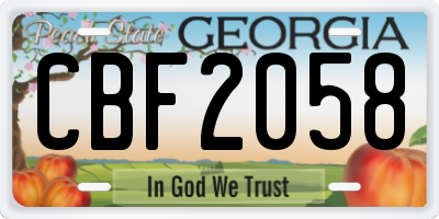GA license plate CBF2058