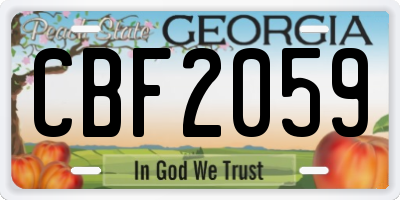 GA license plate CBF2059