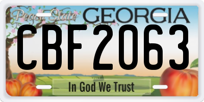 GA license plate CBF2063