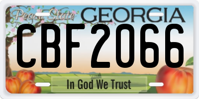 GA license plate CBF2066